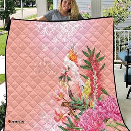Australia Christmas Pink Cockatoo with Banksia Quilt Coral Pink LT7