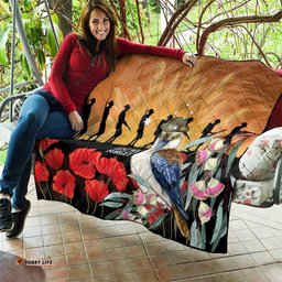 Australia Kookaburra ANZAC Day Quilt Rising Sun 25th April Poppy Eucalyptus Blossoms LT14