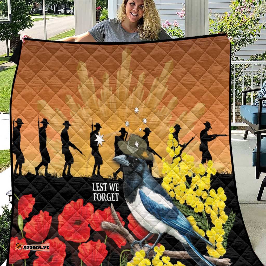 Australia Magpie ANZAC Day Quilt Rising Sun 25th April Poppy Golden Wattle LT14