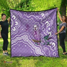 Australia Epilepsy Awareness Quilt Purple Budgerigar Plumeria Aboriginal LT14
