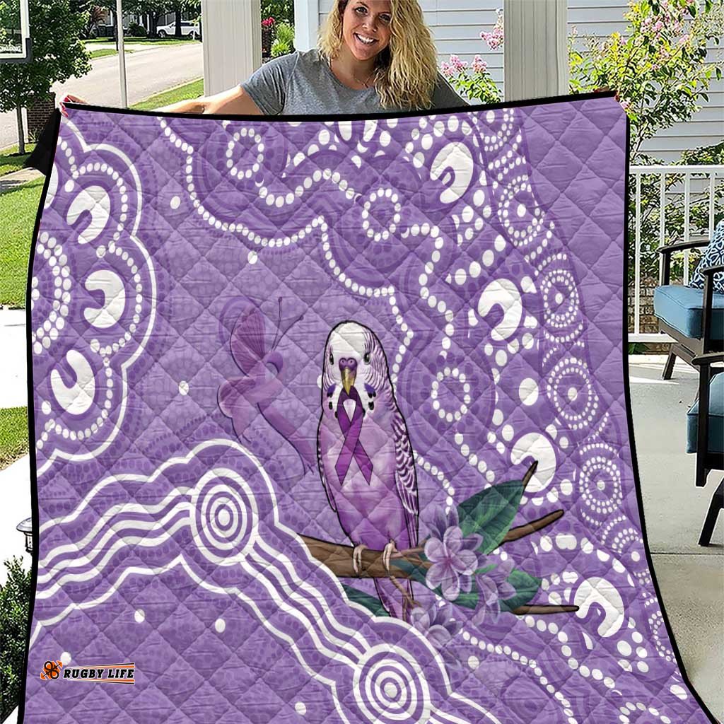 Australia Epilepsy Awareness Quilt Purple Budgerigar Plumeria Aboriginal LT14