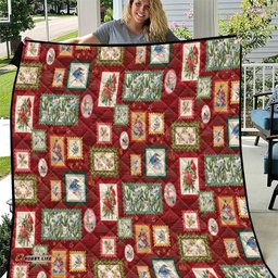 Aussie Birds Christmas La La Land Quilt Red Vintage Stamp Edition LT9