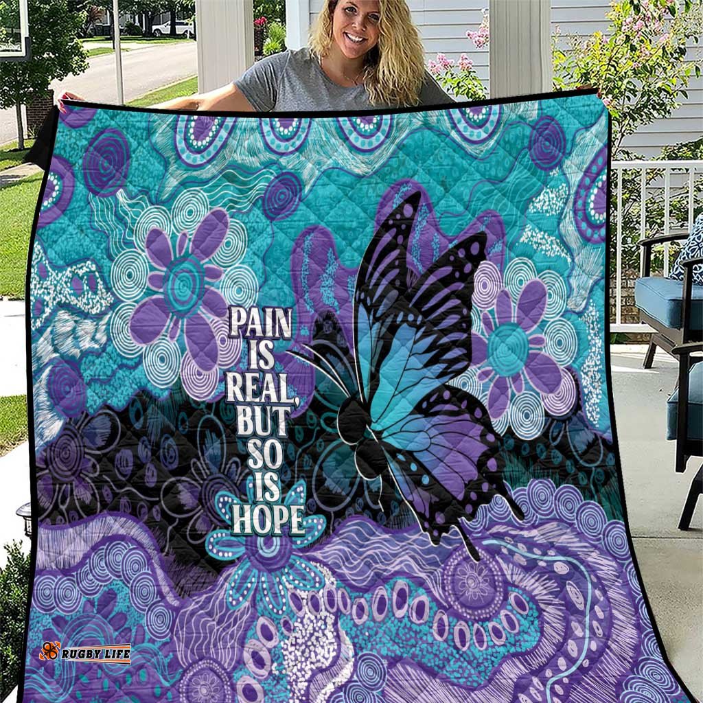 Australia Indigenous Teal Purple Contemporary Aboriginal Art Quilt Hope Is Real LT7