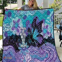 Australia Indigenous Teal Purple Contemporary Aboriginal Art Quilt Hope Is Real LT7
