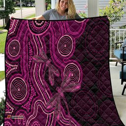 Australia Breast Cancer Awareness Quilt Pink Dragonflies Aboriginal Art LT14