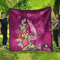 Australia Pink Cockatoo Christmas Quilt Aussie Native Flowers Merry Xmas - Pink LT14