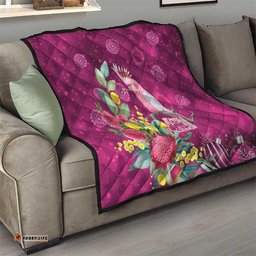 Australia Pink Cockatoo Christmas Quilt Aussie Native Flowers Merry Xmas - Pink LT14
