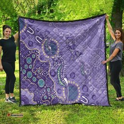 Australia Epilepsy Awareness Quilt Aboriginal Purple Ribbon with Seahorse LT7