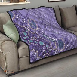 Australia Epilepsy Awareness Quilt Aboriginal Purple Ribbon with Seahorse LT7