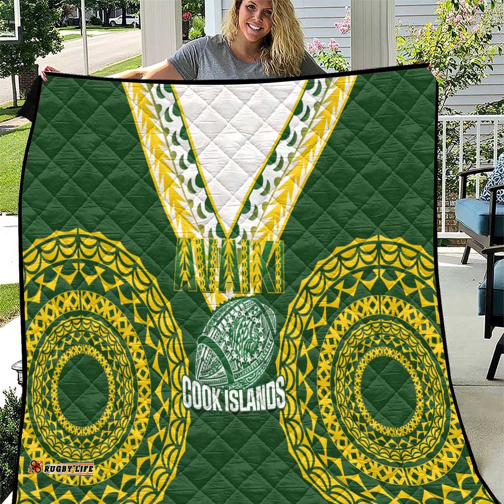 Avaiki Cook Islands Rugby Quilt Kuki Airani Tatau Green LT14