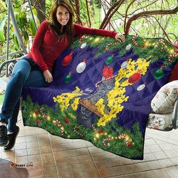 Australia Gang-gang Cockatoo Christmas Quilt Callocephalon Fimbriatum Golden Wattle Blue LT14