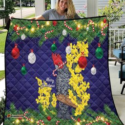 Australia Gang-gang Cockatoo Christmas Quilt Callocephalon Fimbriatum Golden Wattle Blue LT14