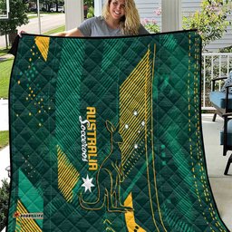 Australia Socceroos 2026 Custom Quilt Go Aussie Kangaroo National Color LT14