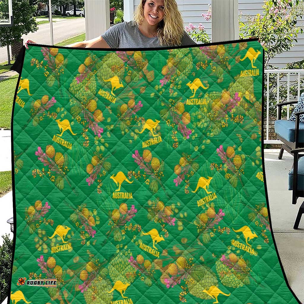 Australia Billy Buttons Quilt Aussie Pycnosorus Kangaroo Seamless Style LT14