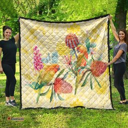Birds and Floral Aussie Lorikeet Quilt Pastel Yellow LT7