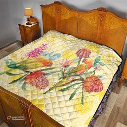 Birds and Floral Aussie Lorikeet Quilt Pastel Yellow LT7
