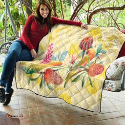 Birds and Floral Aussie Lorikeet Quilt Pastel Yellow LT7