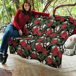 Australia Waratah Flannel Flower Quilt Aussie Native Flowers Seamless Stylized LT14