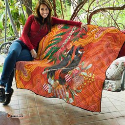 Australia Black Cockatoo Christmas Quilt Banksia Bottlebrush Aboriginal Art LT14
