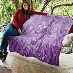 Australia Epilepsy Awareness Quilt Seahorse Think Purple Ribbon Aboriginal LT14