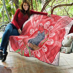 Australia Gang-gang Cockatoo Christmas Quilt Eucalyptus Blossoms Aboriginal Merry Xmas LT14