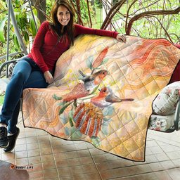 Australia Flame Robin Quilt Petroica Phoenicea Banksia Indigenous Art LT14