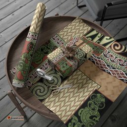 Beige Aotearoa Kowhaiwhai Pattern Wrapping Paper NZ Maori Quilt Style LT14