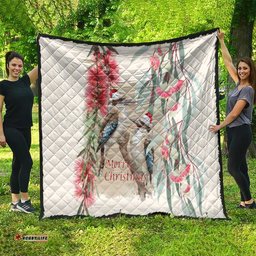 Australia Kookaburra Christmas Quilt Bottlebrush Eucalyptus Blossoms Watercolor LT14