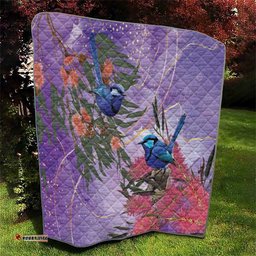 Australia Splendid Fairy Wren on Eucalyptus Quilt Epilepsy Awareness LT7