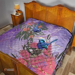 Australia Splendid Fairy Wren on Eucalyptus Quilt Epilepsy Awareness LT7