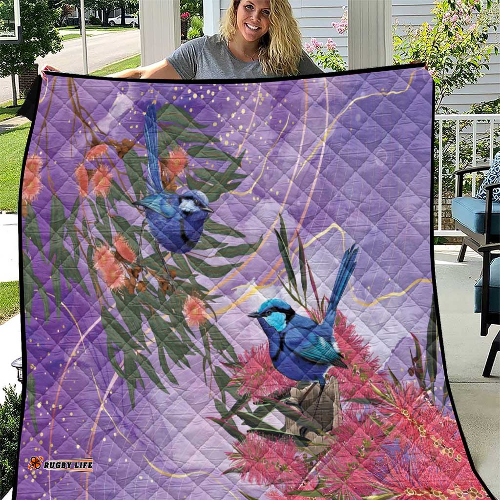 Australia Splendid Fairy Wren on Eucalyptus Quilt Epilepsy Awareness LT7