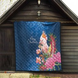 Australia Christmas Pink Cockatoo with Banksia Quilt Snowy Blue LT7