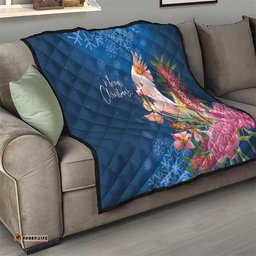 Australia Christmas Pink Cockatoo with Banksia Quilt Snowy Blue LT7