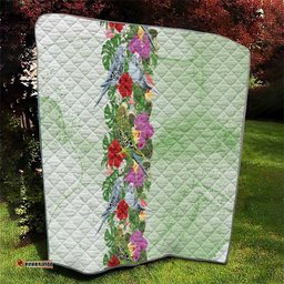Aussie Budgies Blue And Green Tropical Birds Quilt LT9
