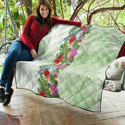 Aussie Budgies Blue And Green Tropical Birds Quilt LT9