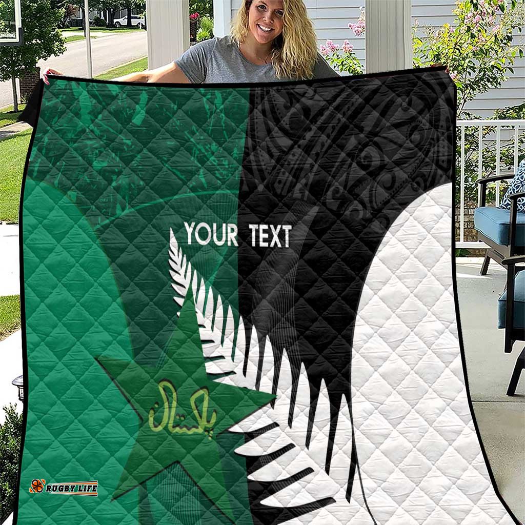 Custom New Zealand And Pakistan Cricket Quilt 2025 Black Cap Shaheens Together LT14