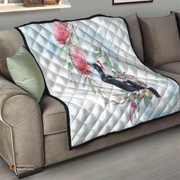 Australia Magpie Christmas Quilt Eucalyptus Aboriginal Watercolor Stylized LT14