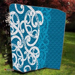 Azure Blue Maori Quilt Koru Kowhaiwhai LT7