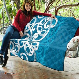 Azure Blue Maori Quilt Koru Kowhaiwhai LT7
