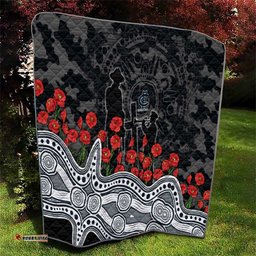 Carlton Blues ANZAC Day Quilt Indigenous Dot Art with Poppy Flower Tribute TS04