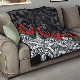 Carlton Blues ANZAC Day Quilt Indigenous Dot Art with Poppy Flower Tribute TS04