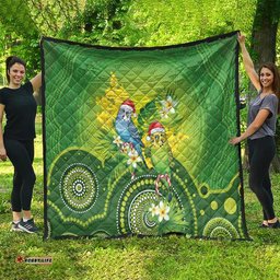 Budgerigar Australia Christmas Quilt Budgies Golden Wattle Aboriginal Green LT14