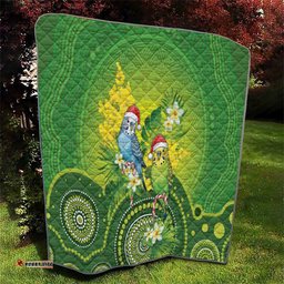 Budgerigar Australia Christmas Quilt Budgies Golden Wattle Aboriginal Green LT14