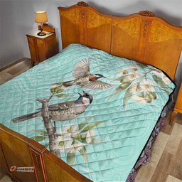 Australia Red Wattlebird Quilt Eucalyptus Alba Indigenous Art LT14