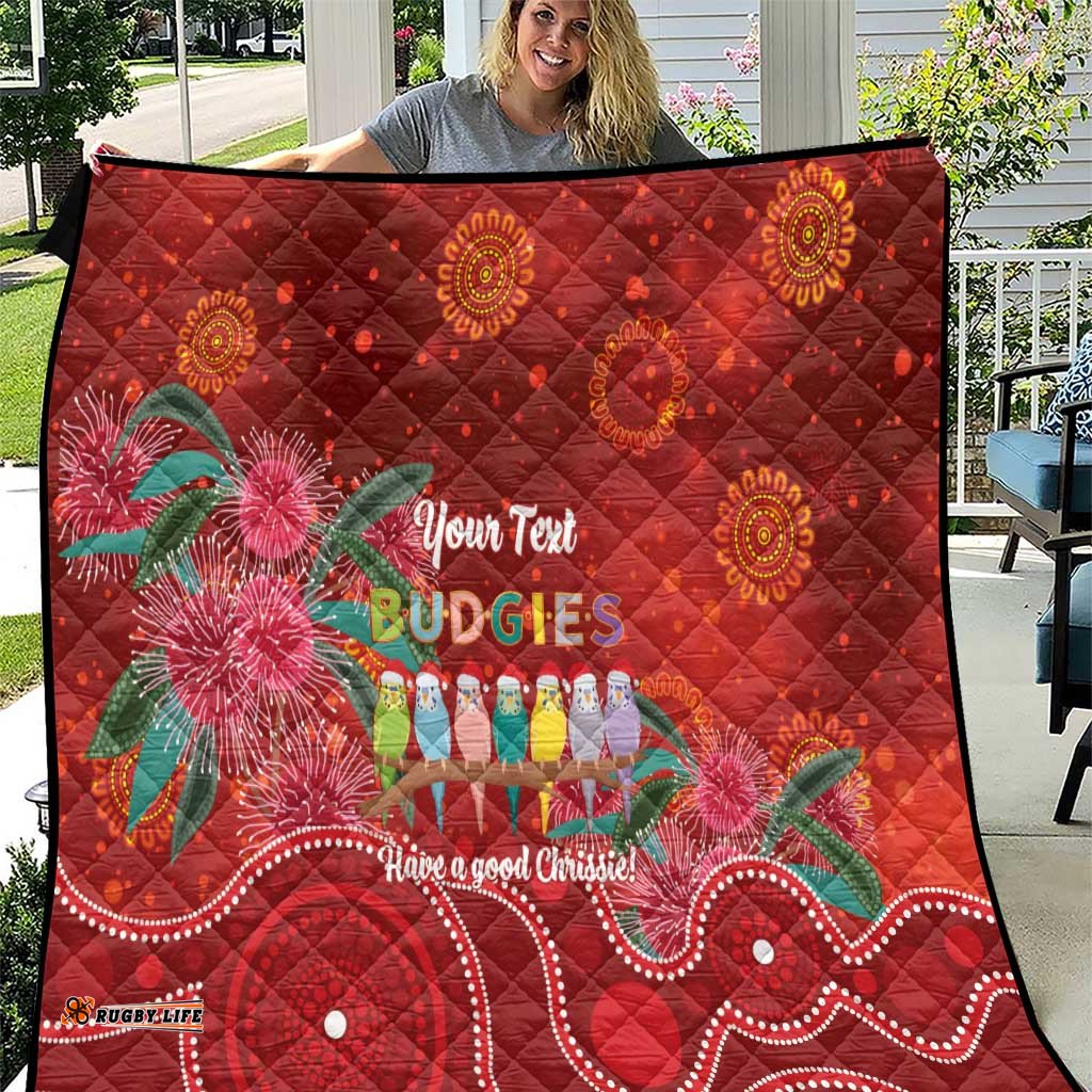 Australia Budgerigar Christmas Personalised Quilt Budgies Hakea Have A Good Chrissie LT14