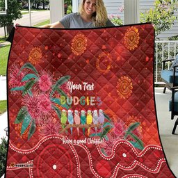 Australia Budgerigar Christmas Personalised Quilt Budgies Hakea Have A Good Chrissie LT14