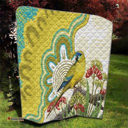 Australia Rock Parrot Quilt Kangaroo Paws Indigenous Art LT14