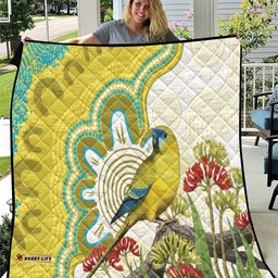 Australia Rock Parrot Quilt Kangaroo Paws Indigenous Art LT14