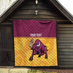 Custom Australia Queensland Cricket Quilt Go Bulls - Aboriginal Art LT14