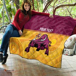 Custom Australia Queensland Cricket Quilt Go Bulls - Aboriginal Art LT14
